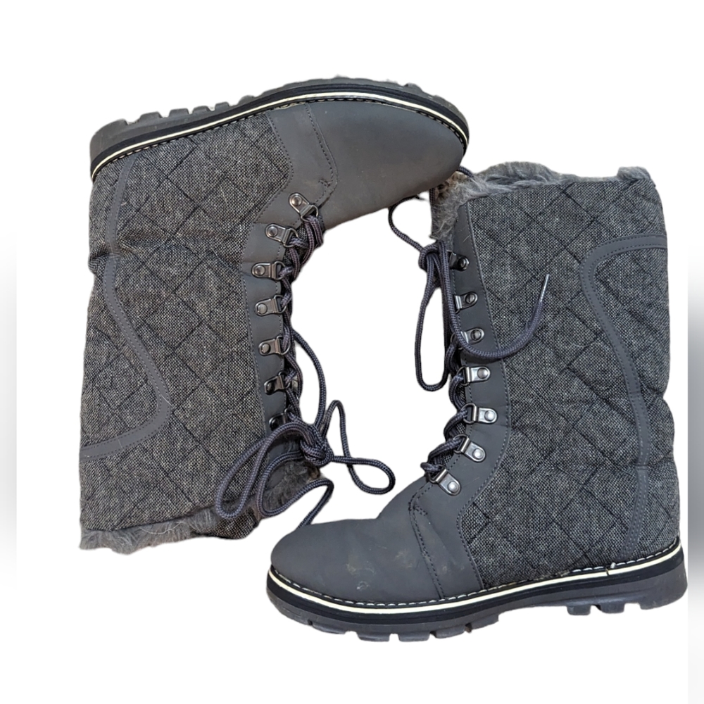 Gray Polar Fleece Lined Snow Boots